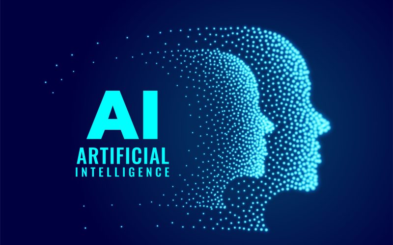 AI web tech digital innovation concept background with particle head vector